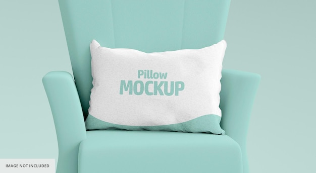 Front View of Pillow Mockup on Sofa Chair