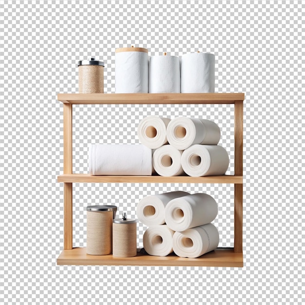 PSD front view of rows of toilet paper transparent background