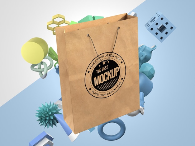 Front view of shopping bag mock-up