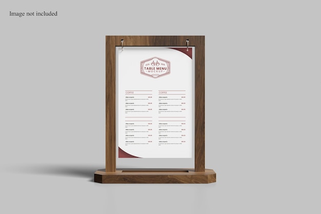 PSD front view table menu mockup for showcasing your menu design to clients