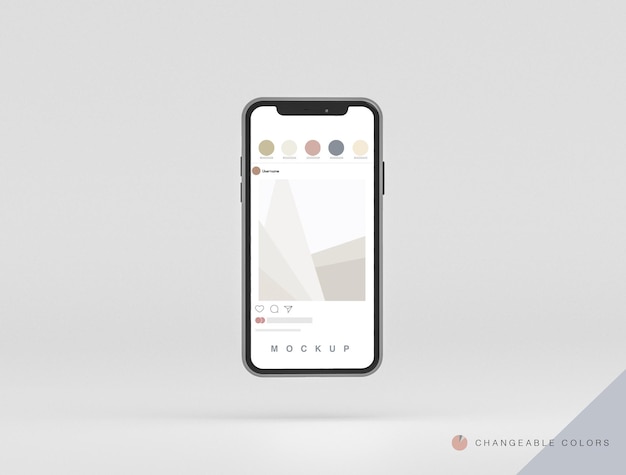 Frontal minimal 3D phone mockup levitating