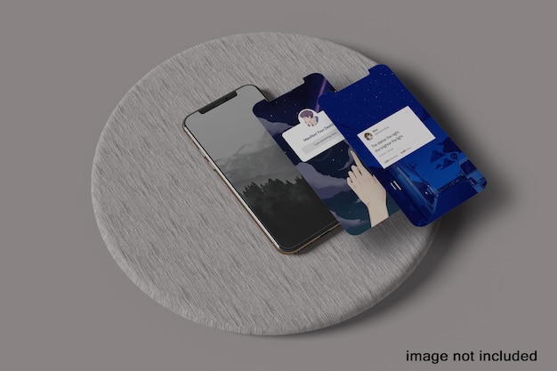 Frontal minimal 3d phones mockup levitating