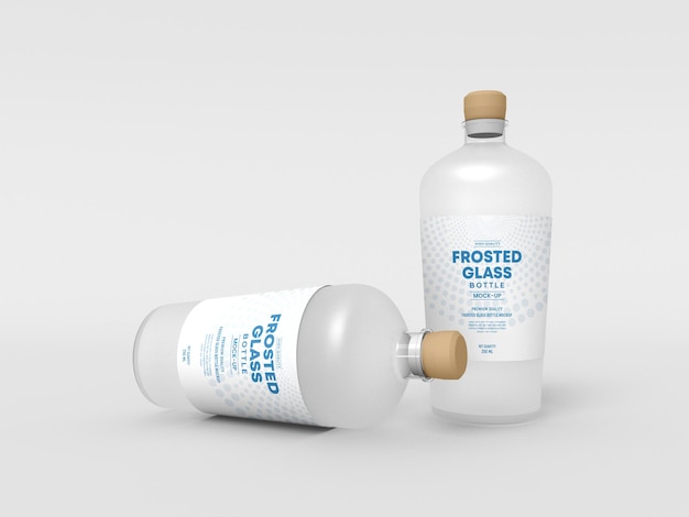 Frosted Glass Bottle with Cork  Mockup