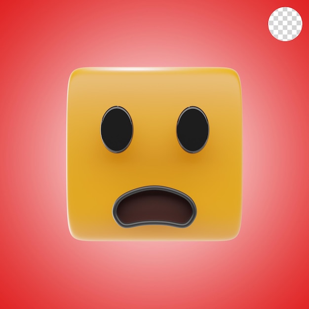 PSD frowning face with open mouth emoji 3d icon and illustration