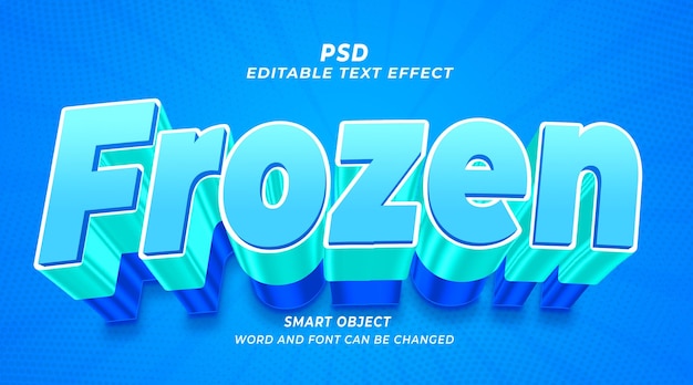 Frozen 3d psd editable text effect photoshop template with cute background