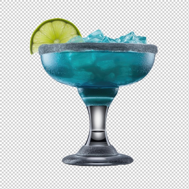 Frozen Blue Margarita cocktail isolated on transparent background Generative AI