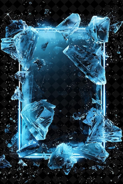 Frozen Ice Crystal Arcane Frame With Icy Shards Forming the Neon Color Frame Y2K Art Collection