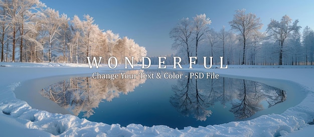 PSD frozen lake landscape