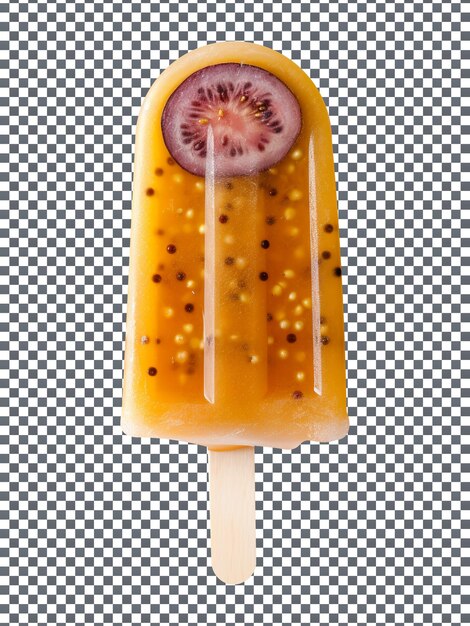 PSD frozen passion fruit popsicle isolated on transparent background