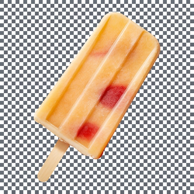 Frozen peach popsicle isolated on transparent background