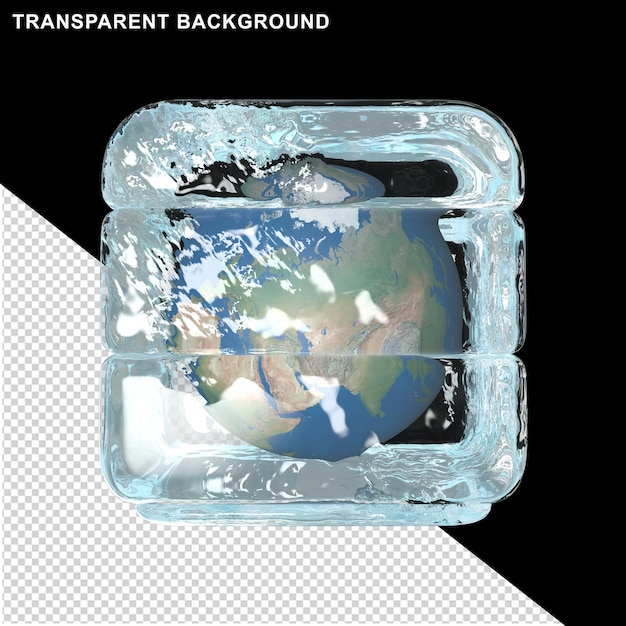 Frozen planet earth in an ice cube