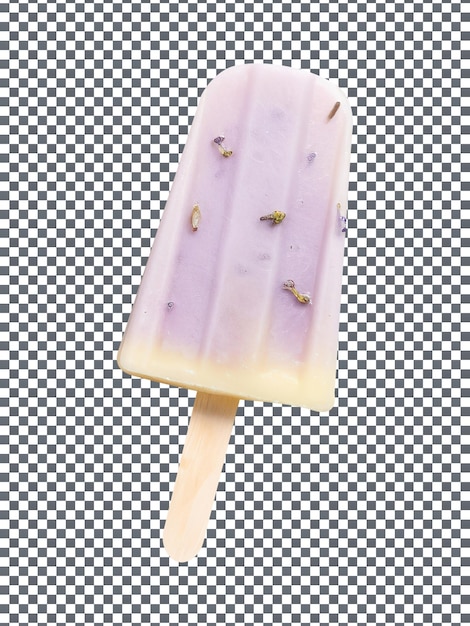 Frozen purple lavender popsicle isolated on transparent background