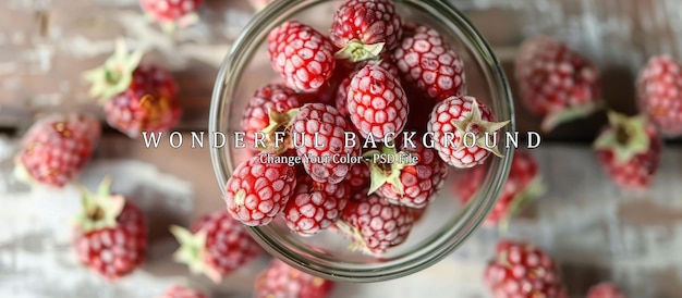 PSD frozen raspberries in glass jar