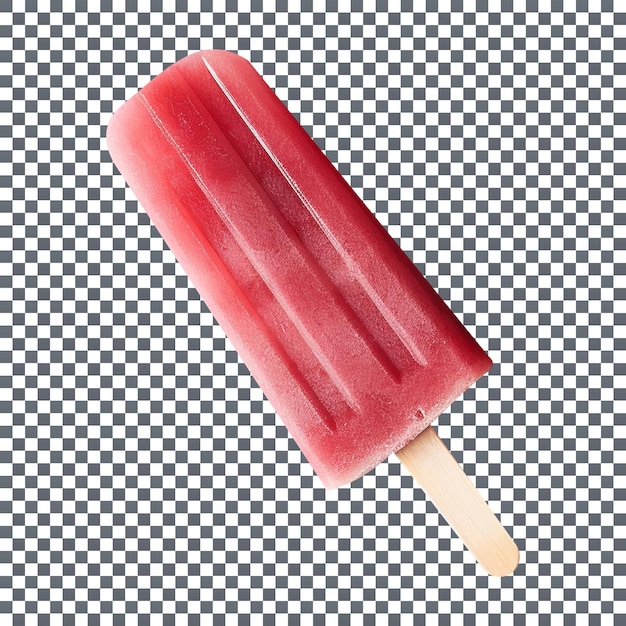 Frozen raspberry popsicle isolated on transparent background