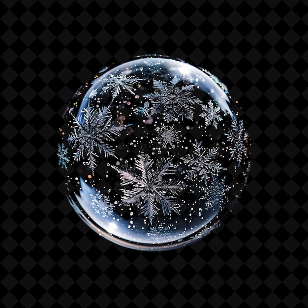 a frozen sphere with snowflakes on it and the stars on the background