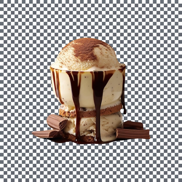 Frozen tiramisu ice cream isolated on transparent background