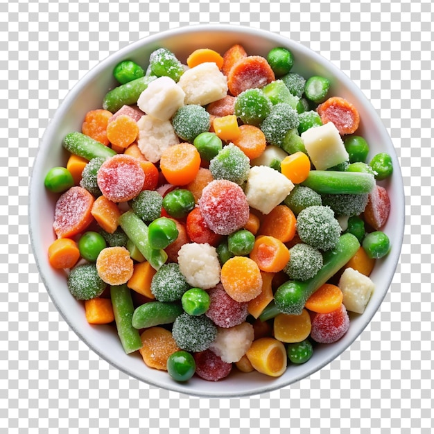 Frozen vegetables top view isolated on transparent background