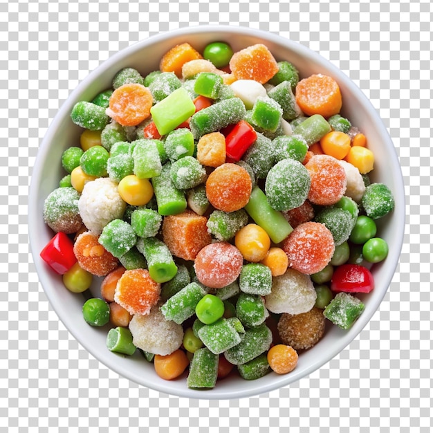 Frozen vegetables top view isolated on transparent background