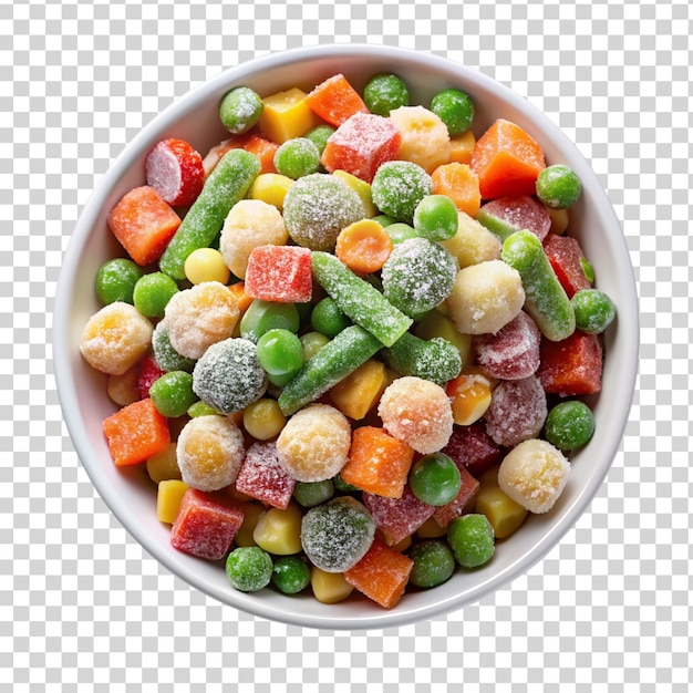 Frozen vegetables top view isolated on transparent background