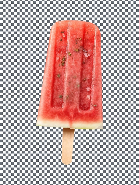 Frozen watermelon popsicle isolated on transparent background