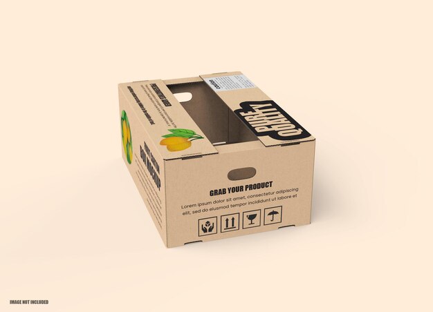 PSD fruit carton cardboard box mockup