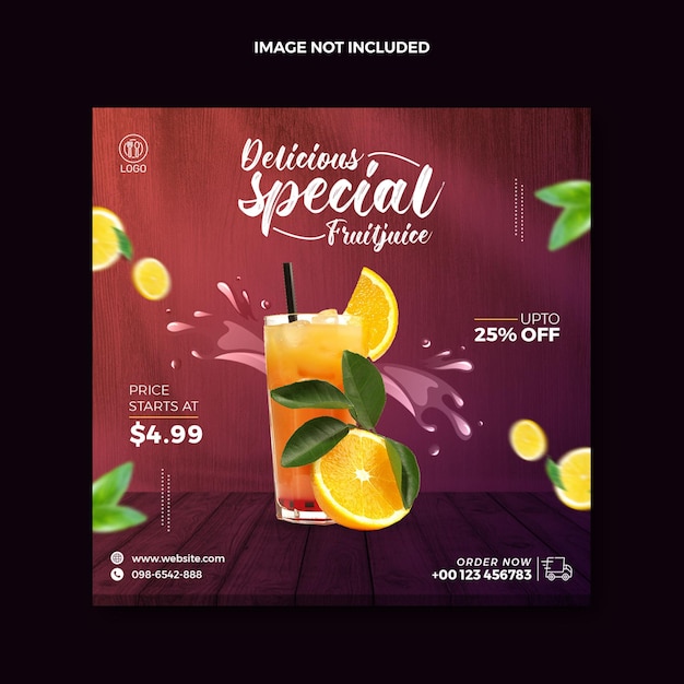 Fruit Juice Drink social media post And Cold Drink Web banner