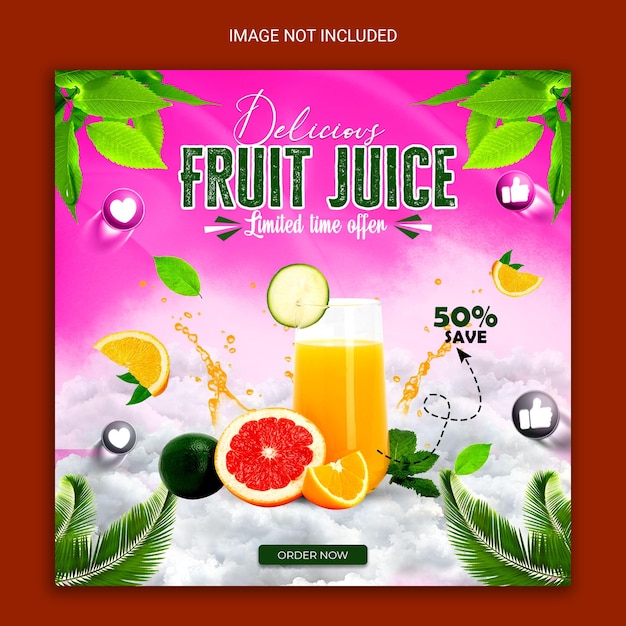 fruit juice social media post banner design.