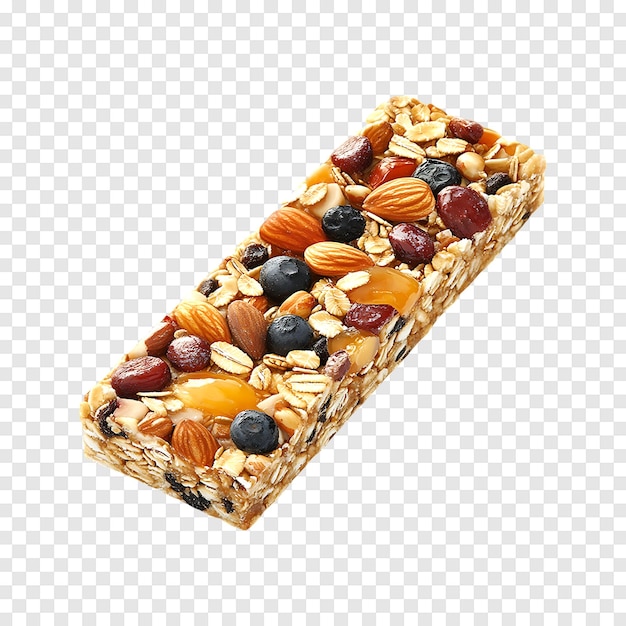 PSD fruit and nut muesli bar isolated on a transparent background