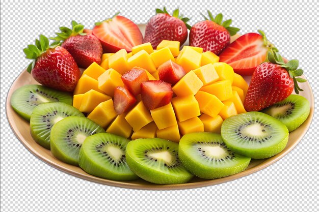 PSD a fruit platter with kiwi strawberry and mango