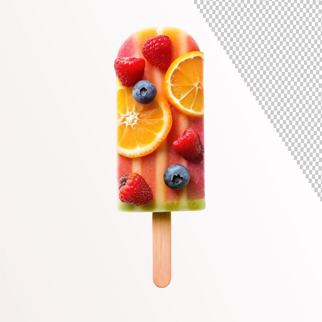 PSD fruit popsicle mockup on transparent background