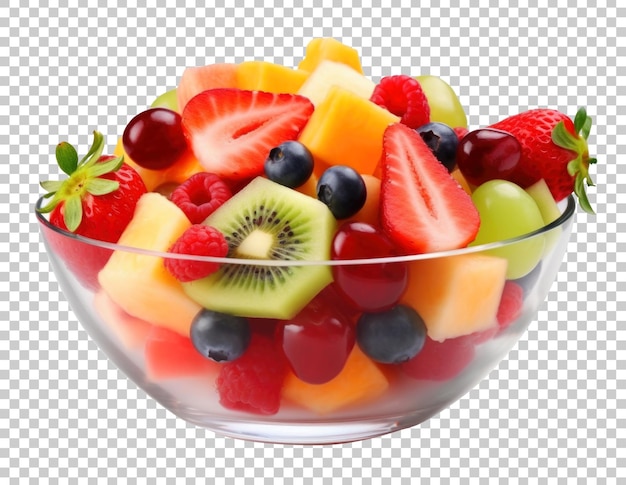 Fruit Salad in Bowl Isolated on Transparent Background