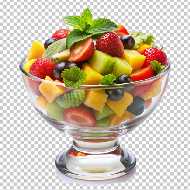 fruit salad in a glass vase