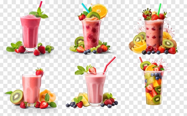 Fruit smoothie in the glass is on transparency background PSD