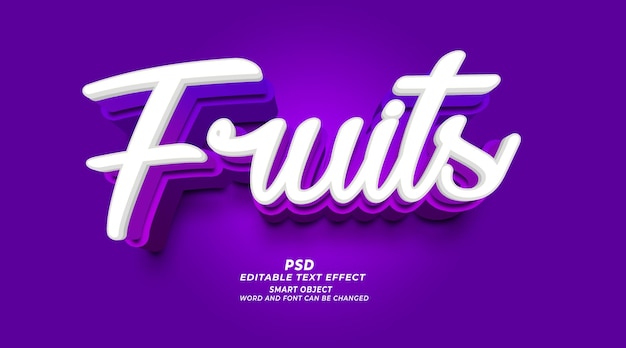 Fruits 3d editable photoshop text effect style