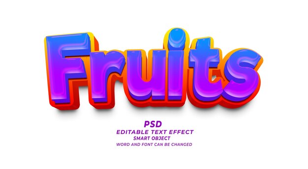 PSD fruits 3d editable text effect photoshop psd template