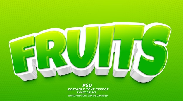 Fruits 3d editable text effect photoshop template