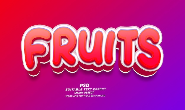 PSD fruits 3d editable text effect photoshop template