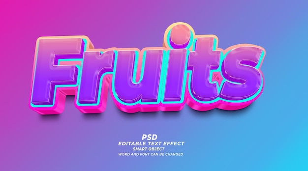 Fruits 3d editable text effect PSD photoshop template