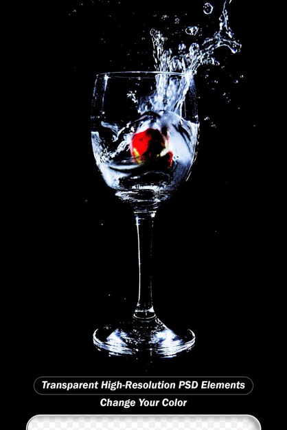 Fruits are splashing in a glass of water