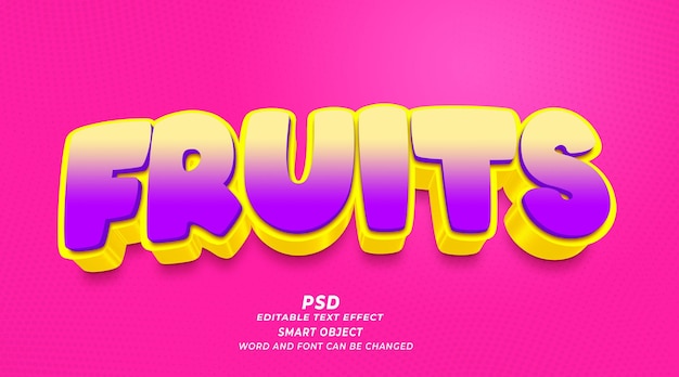 PSD fruits psd 3d editable text effect photoshop template