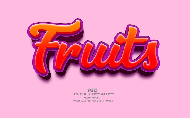 Fruits PSD 3D Editable Text Effect