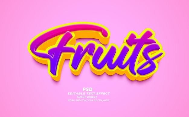 Fruits PSD 3D Editable Text Effect