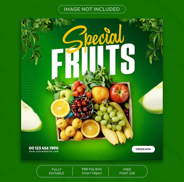 Fruits social media and instagram post banner template design