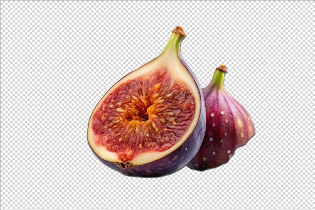 PSD fruits in splash of juice fig realistic on transparent background