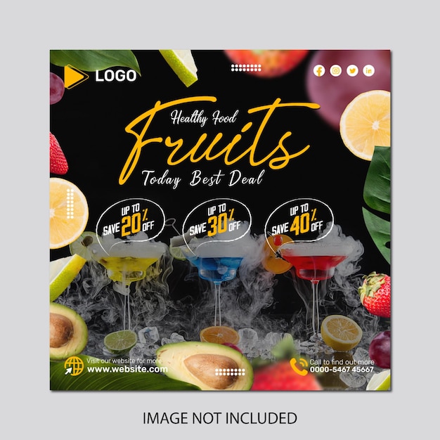 Fruits and vegetables instagram banner post design template