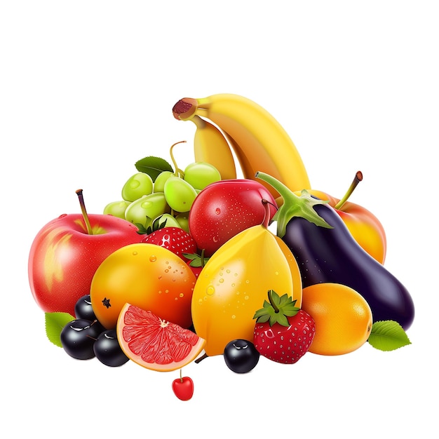 Fruits and vegetables isolated on transparent background illustration for your design