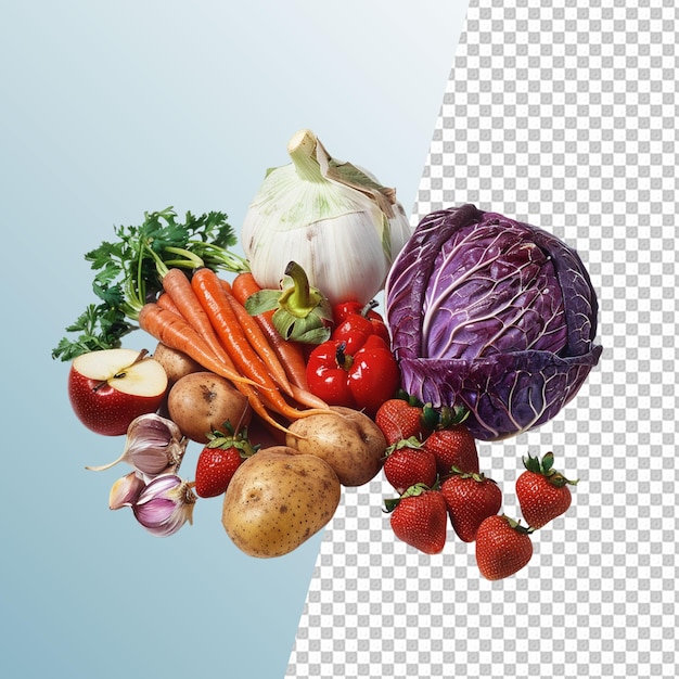 Fruits and Vegetables on Transparent Background