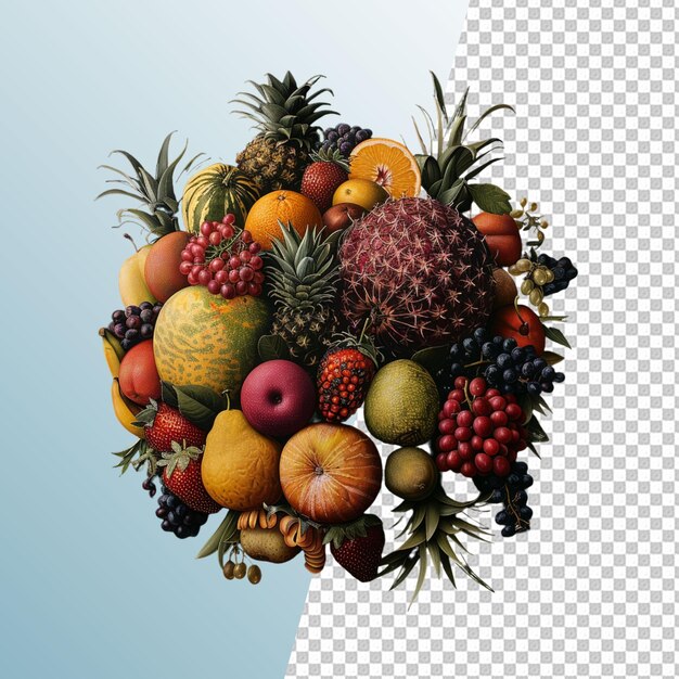 PSD fruits and vegetables on transparent background