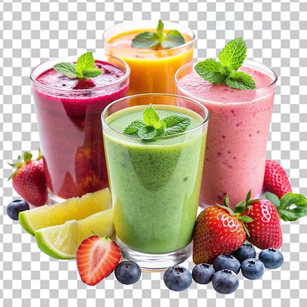 fruity smoothies on transparent background