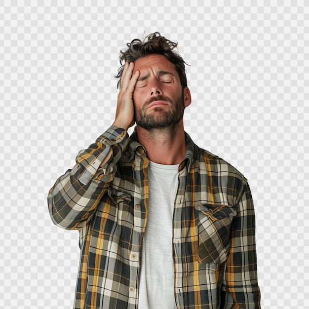 Frustrated Man Holding Head in Despair